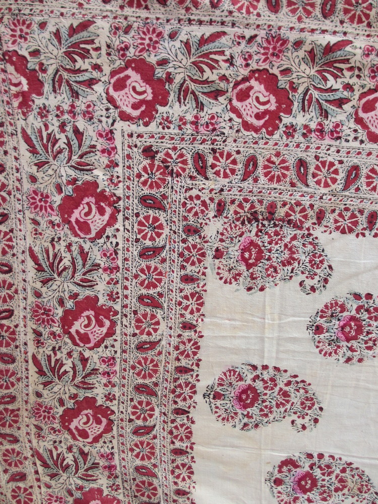 超激得大得価インド　木綿更紗　花とペイズリー模様 カシミア地方 19世紀中期 その他