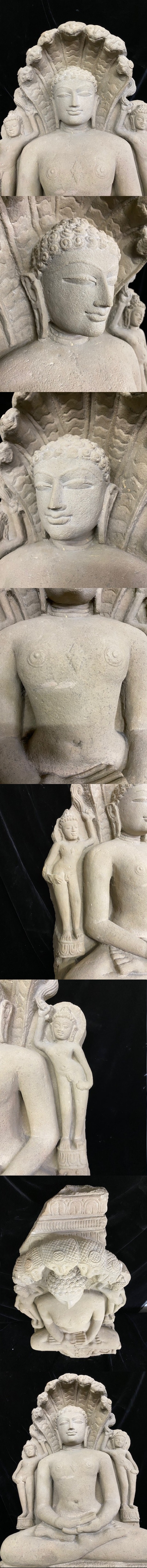 安い在庫7～8世紀　ポストグプタ様式　とても珍しいブッダナガの彫刻です　インド　砂岩石　ナーガ 仏像
