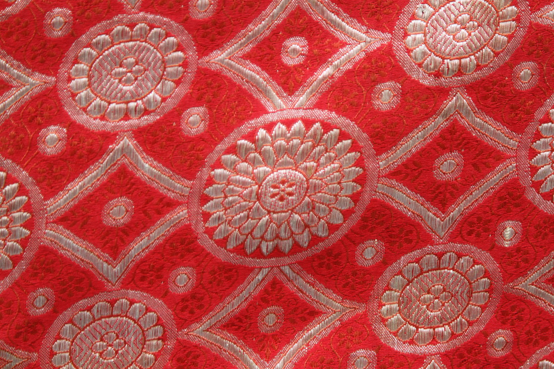 【定番特価】インド　とても珍しい全体織サリー　とても細かい織　1890年代 その他