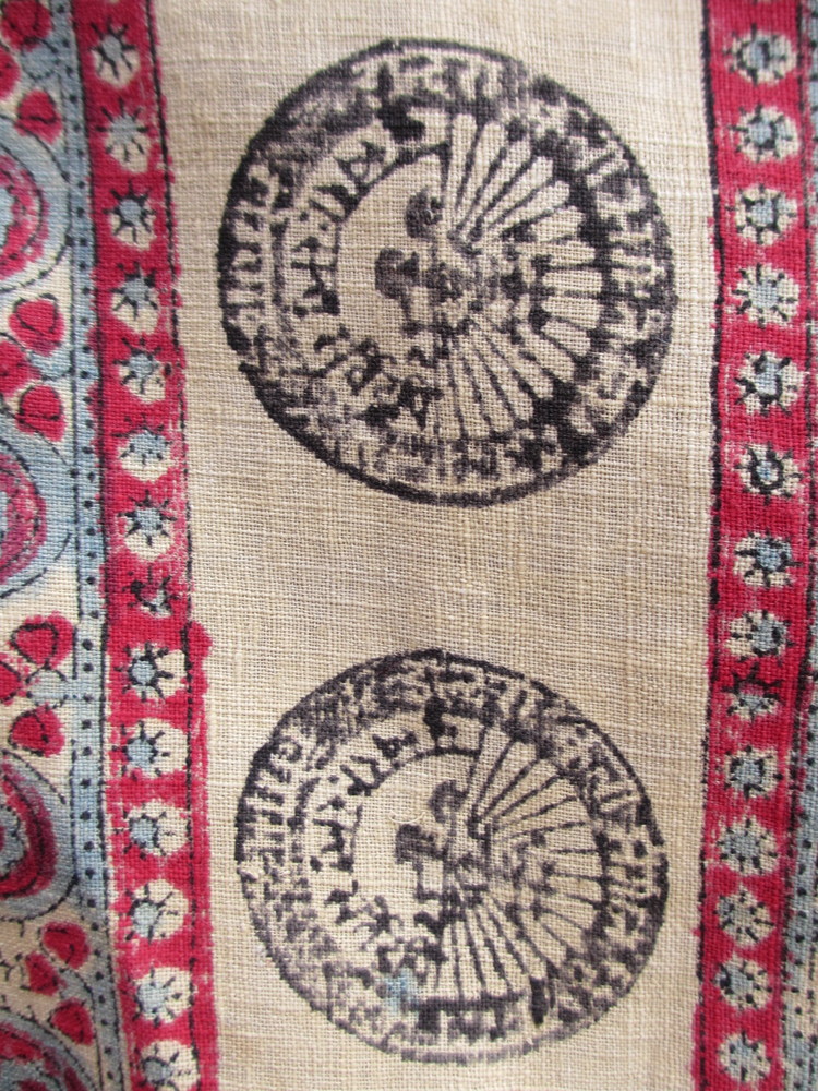 新作入荷格安インド　木綿更紗　珍しいヒンディー語の模様　19世紀後期 その他