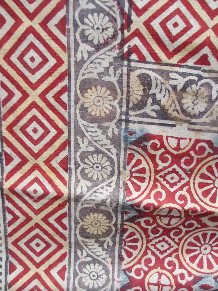 超激得最新作インド　木彫りの版木更紗　木綿　花と幾何学模様　18世紀初期 その他