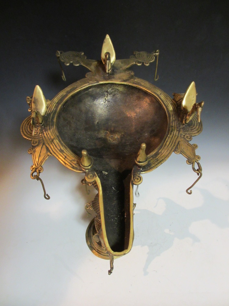 インド 寺院のオイルランプ オリッサ州 19世紀中期 博物館レベル-