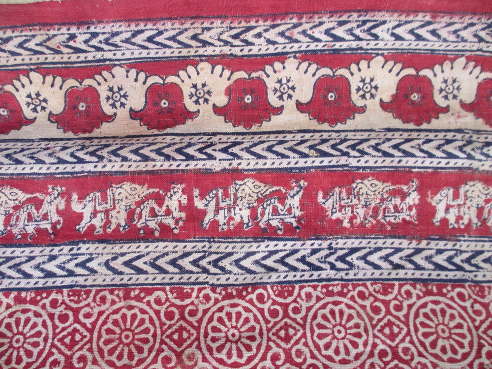 大得価豊富なインド　木綿更紗　象と馬模様　18世紀中期 その他