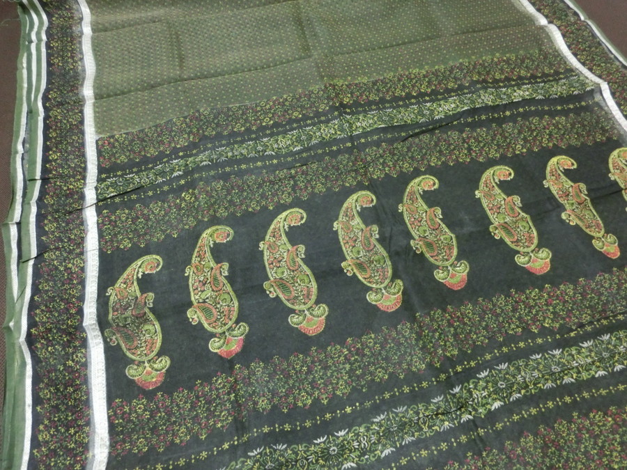 正規品得価インド　絹と金属の薄い織　ローラー更紗　結婚式用　19世紀後期 その他
