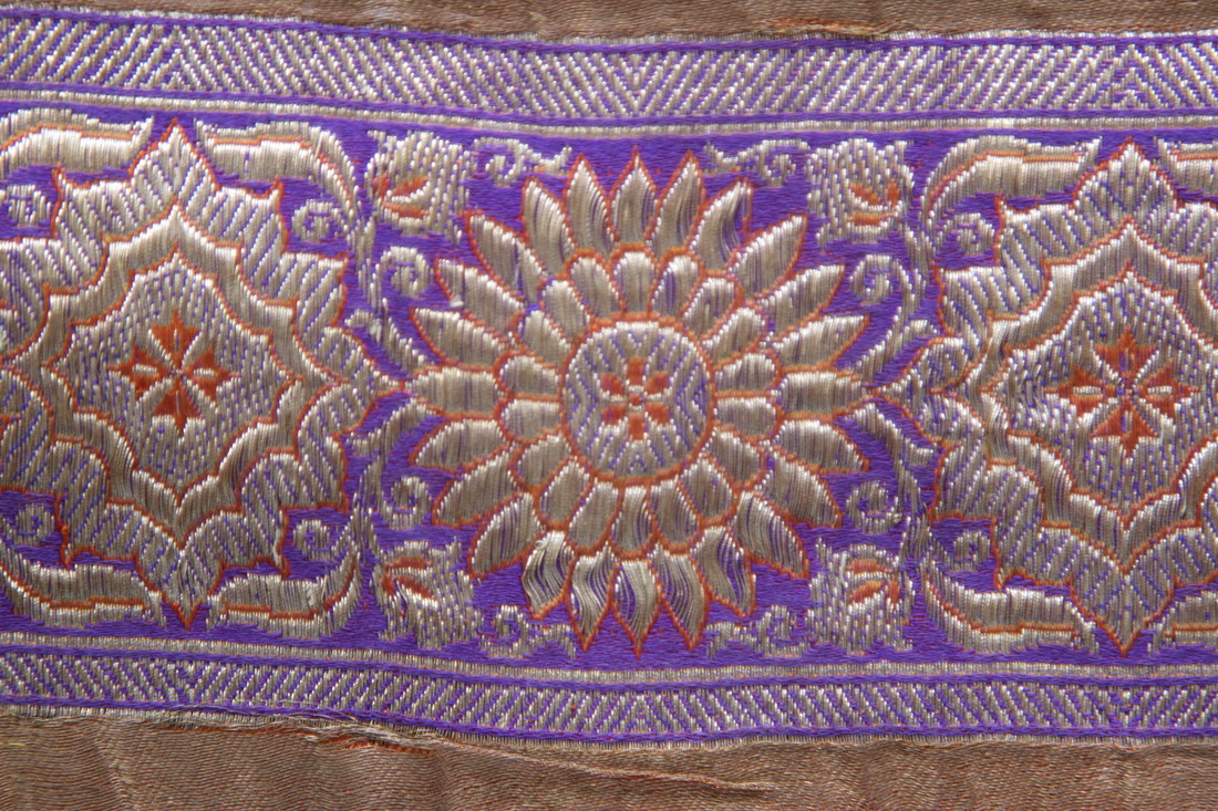 【定番特価】インド　とても珍しい全体織サリー　とても細かい織　1890年代 その他