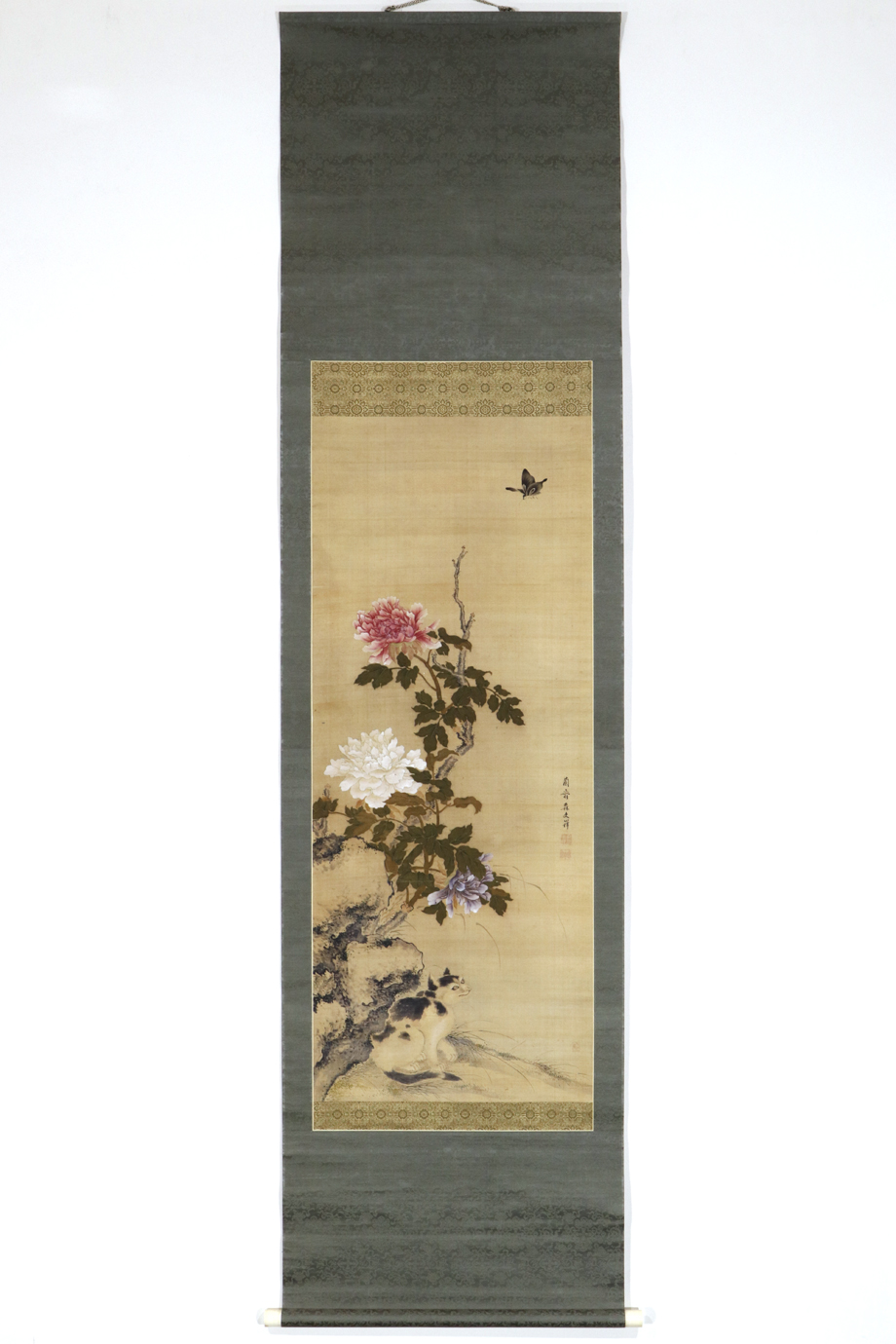 ジ*ン様 岡田楊斎【真作】墨梅図 画賛 江戸時代後期 加賀藩士 中国 掛軸241 真作 江戸動物画】掛軸「森蘭斎 牡丹蝶猫図」江戸後期 南蘋派 熊代熊斐