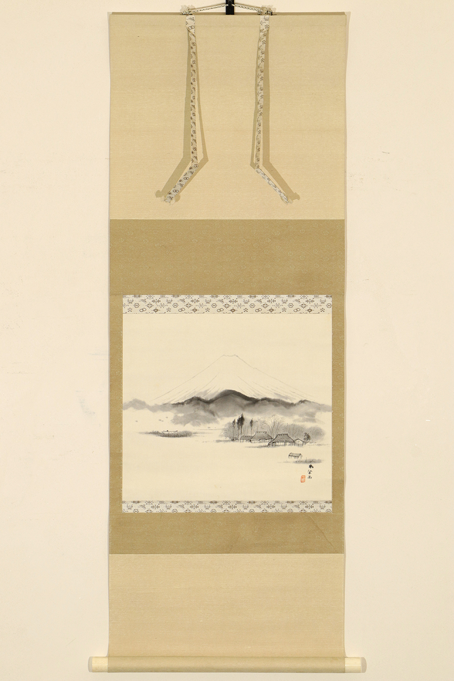 掛軸「不染鉄 富士農村図」大正昭和 日本画家 風景画 富士山 絵画
