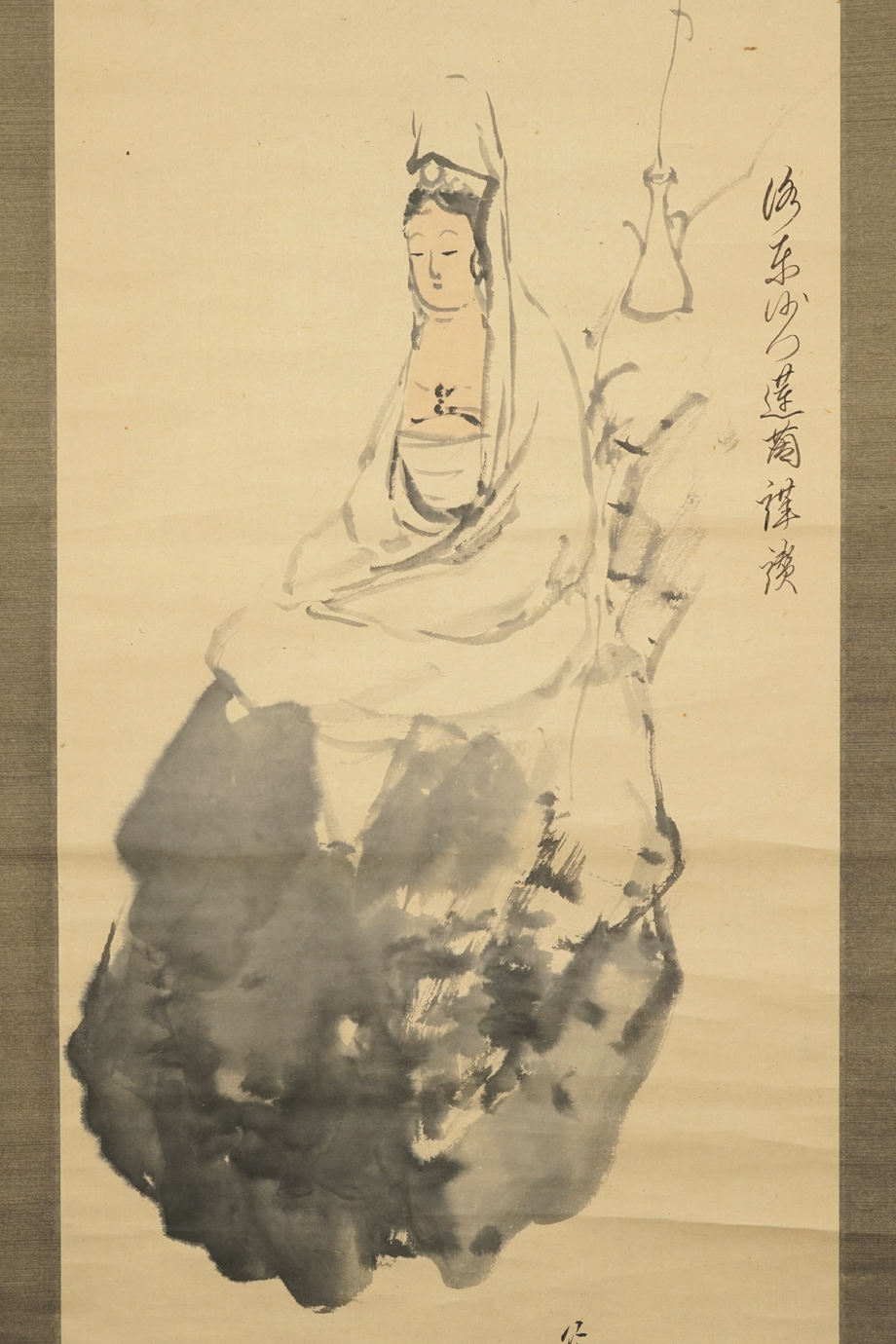 真作】掛軸「岸竹堂画 拝郷蓮茵賛 観音画賛」幕末明治 日本画家 岸派四代目 国学者・歌人 京都高樹院住職 書画－日本代購代Bid第一推介「Funbid」